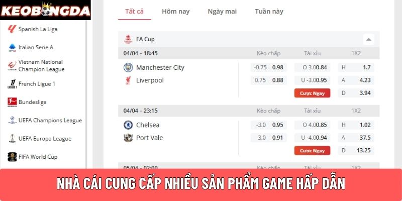 Nhà cái cung cấp nhiều sản phẩm game hấp dẫn