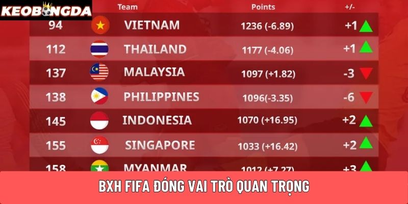 BXH FIFA có vai trò đặc biệt