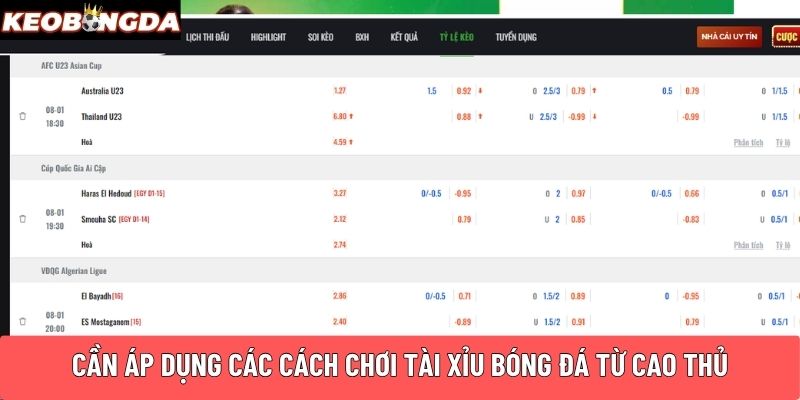 Cần áp dụng các cách chơi Tài Xỉu bóng đá từ cao thủ