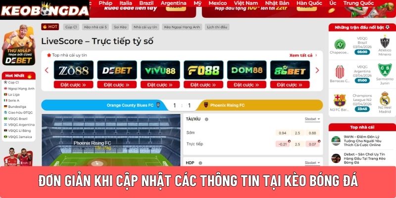 Đơn giản khi cập nhật các thông tin tại Kèo Bóng Đá