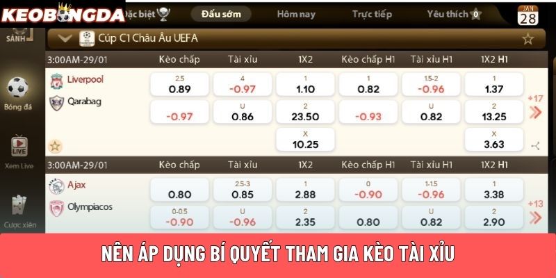 Nên áp dụng bí quyết tham gia kèo Tài Xỉu